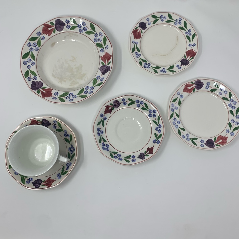 Vintage Adams Real Ironstone New Print English Dishes and Tea Cup